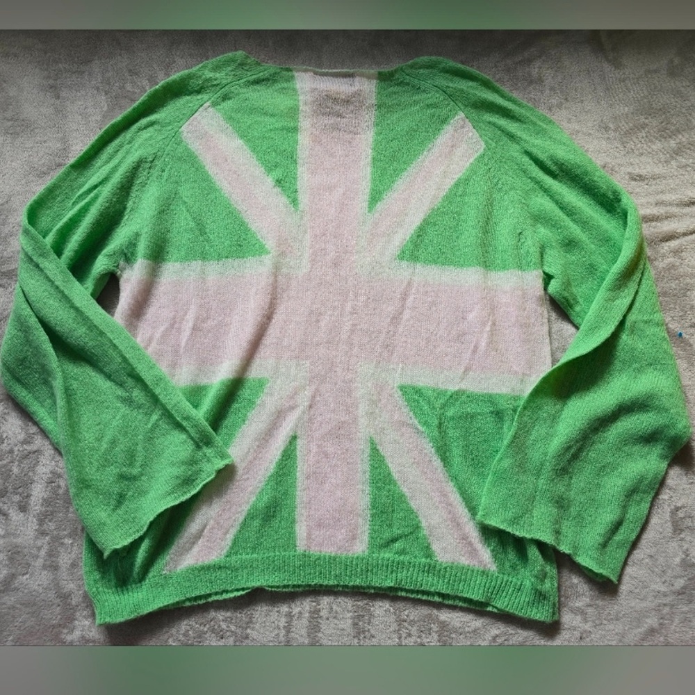 Wildfox Green and Pink Crew Neck Sweater